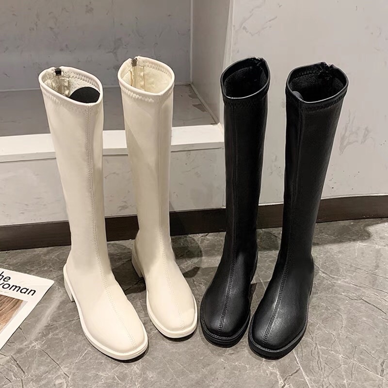 Bốt da mềm gót vuông 3cm
