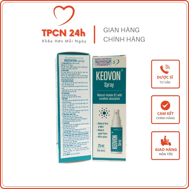 Keovon Spray Vitamin K2 - Kích thích phát triển chiều cao cho trẻ em (Chai 25ml)