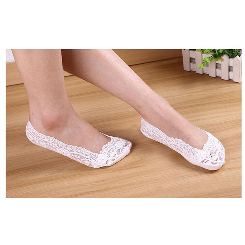 Tất ren cotton chống trượt cho nữ