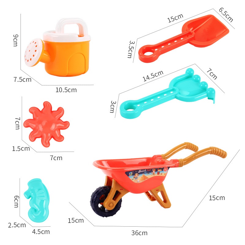 Set 6 món SEA SUN TOYS xe đẩy đồ chơi bãi biển em bé vui nhộn