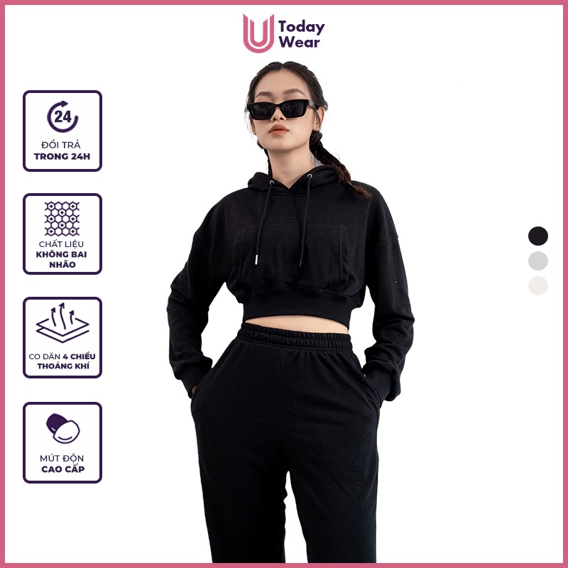 Áo Hoodie Crop Chilly Jogger (chất nỉ da cá cao cấp, thoái mái, phù hợp thu đông, có mũ)