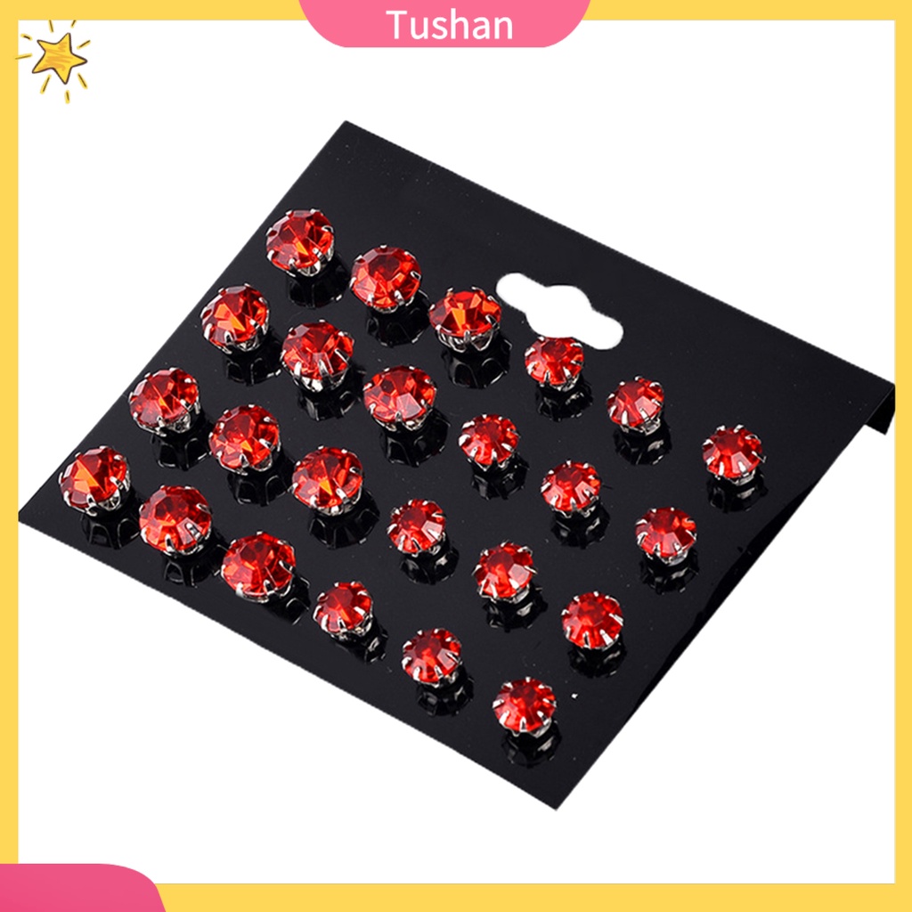 Set 12 cặp khuyên tai đính đá quý kim cương nhân tạo cho nữ