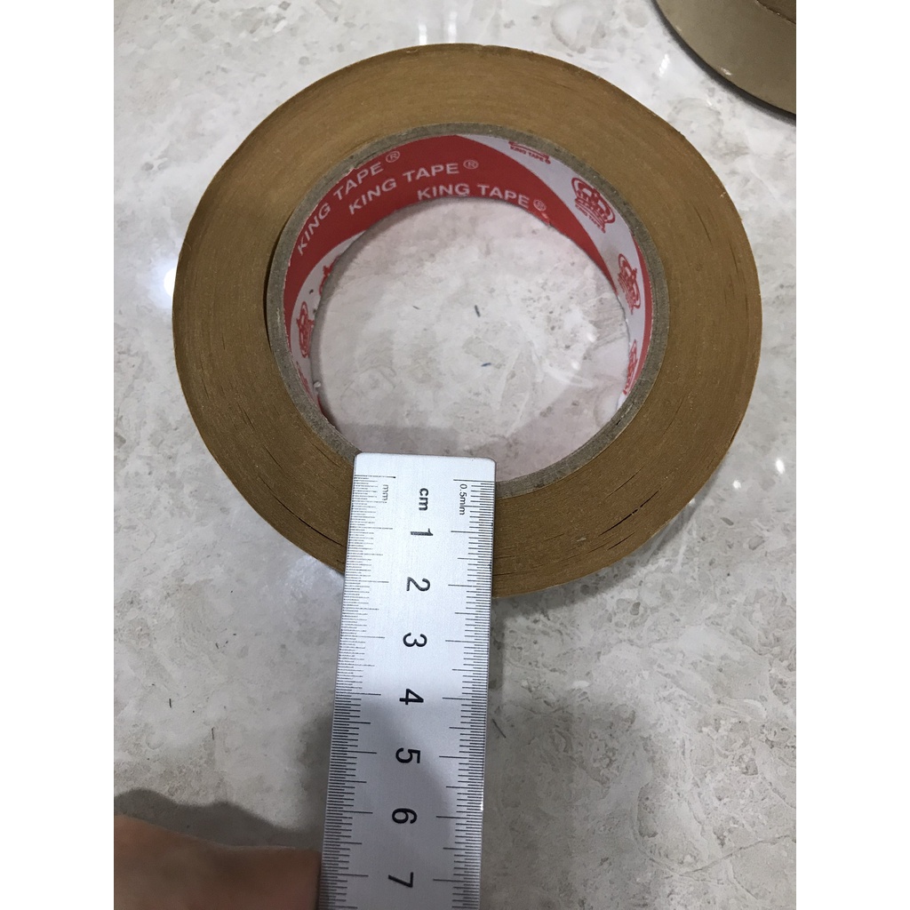 Băng Keo Giấy Da Bò Láng Kraft Vá/ Dán Hộp Cartoon Màu Nâu 24mm
