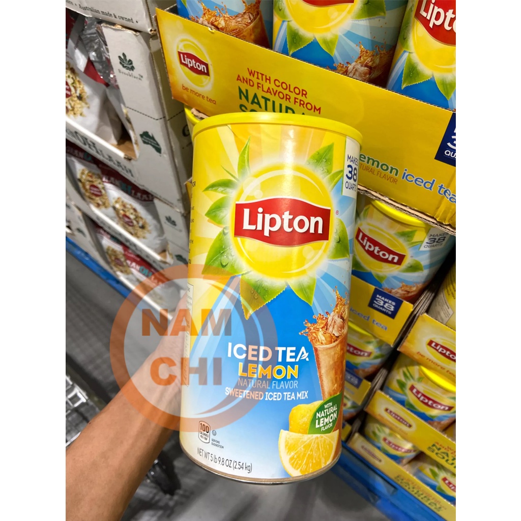 Trà Chanh Lipton Iced Tea Lemon Lon 2.54kg Siêu To Giải Khát Cực Đã (Chuẩn Costco USA)