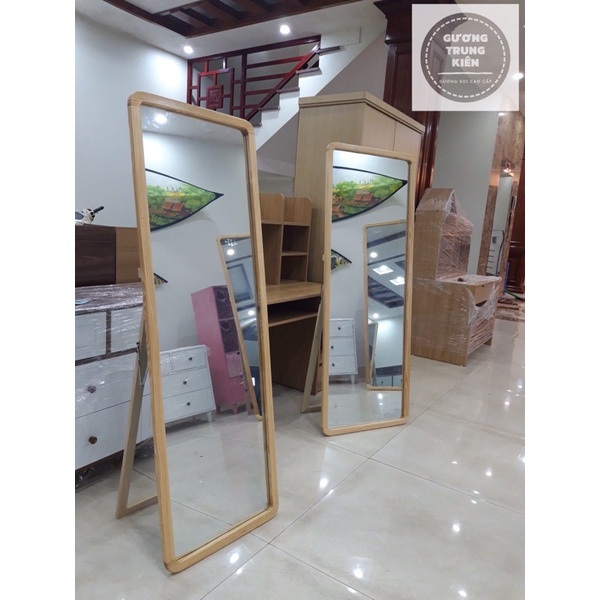 GƯƠNG SOI TOÀN THÂN giá rẻ khung gỗ thông cao cấp kiểu hàn có chân,treo tường 1m60x50