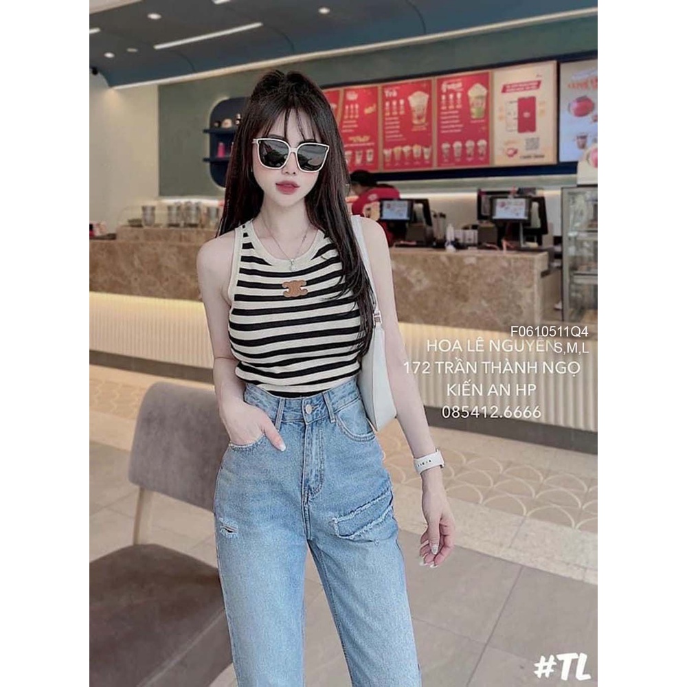 Quần jean dài lai tua lưng cao tôn dáng đẹp!