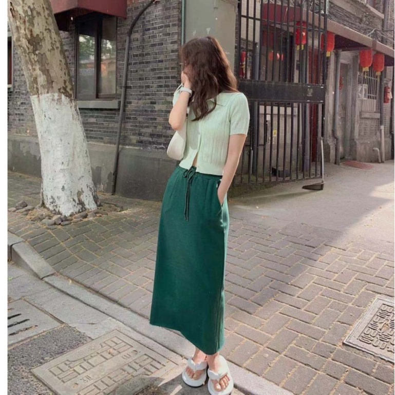 Áo Croptop Dệt Kim Màu Sắc Đơn Giản Phong Cách Hàn Quốc Cho Nữ | BigBuy360 - bigbuy360.vn