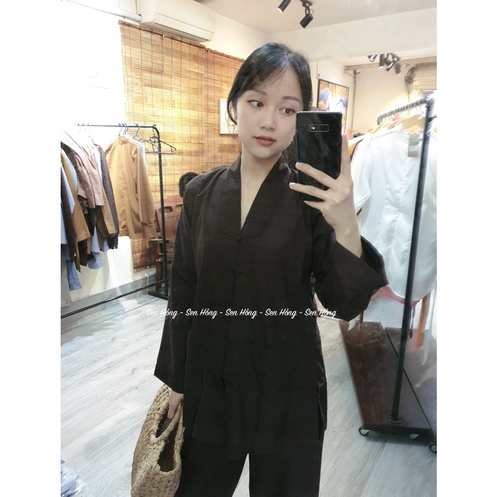 [Mã SKAMFSW175 giảm 10K đơn 50K] QUẦN ÁO PHẬT TỬ ĐI CHÙA CHO NỮ - mầu la hán truyền thống
