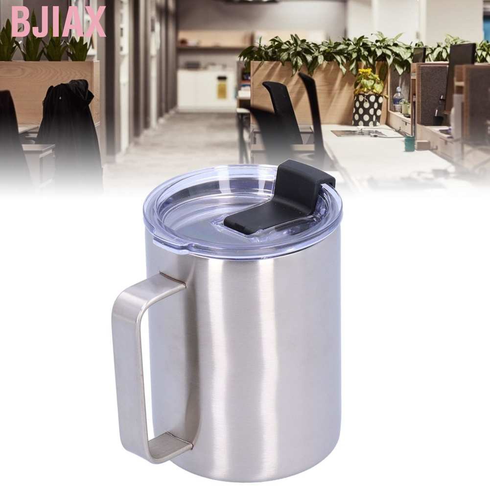 Cốc Uống Trà / Cà Phê Chân Không 15oz Cách Nhiệt Bằng Thép Không Gỉ Có Nắp Và Tay Cầm Tiện Dụng Cho Gia Đình / Văn Phòng