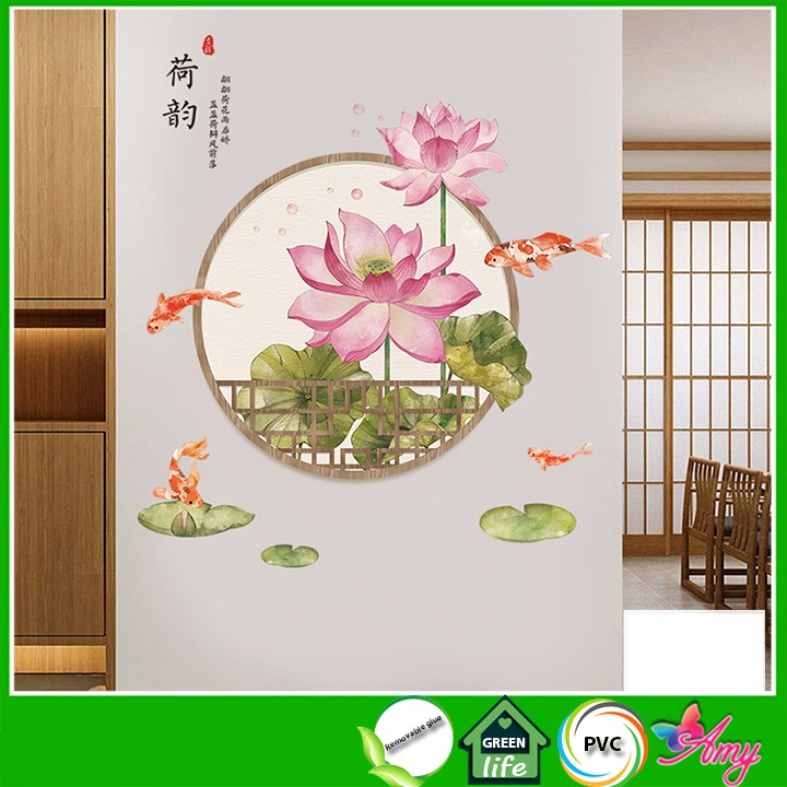 [LOẠI 1] Decal dán tường Hoa sen 11 trang trí nhà cửa siêu đẹp, sáng tạo AmyShop