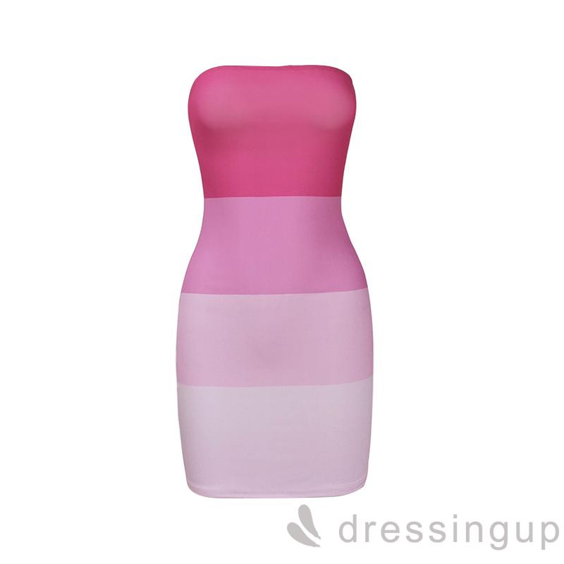 Đầm Không Dây Dáng Ôm Màu Gradient Thời Trang Mùa Hè Dành Cho Nữ