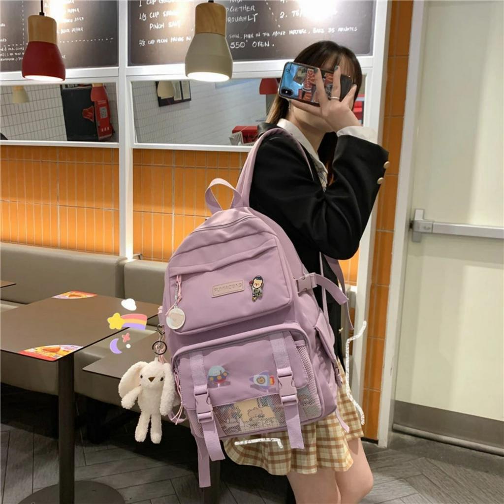 [Có sẵn] Balo ulzzang Balo thời trang đẹp nam, nữ đi học Hàn Quốc , nhiều ngăn đựng laptop vải dù chống nước cao cấp