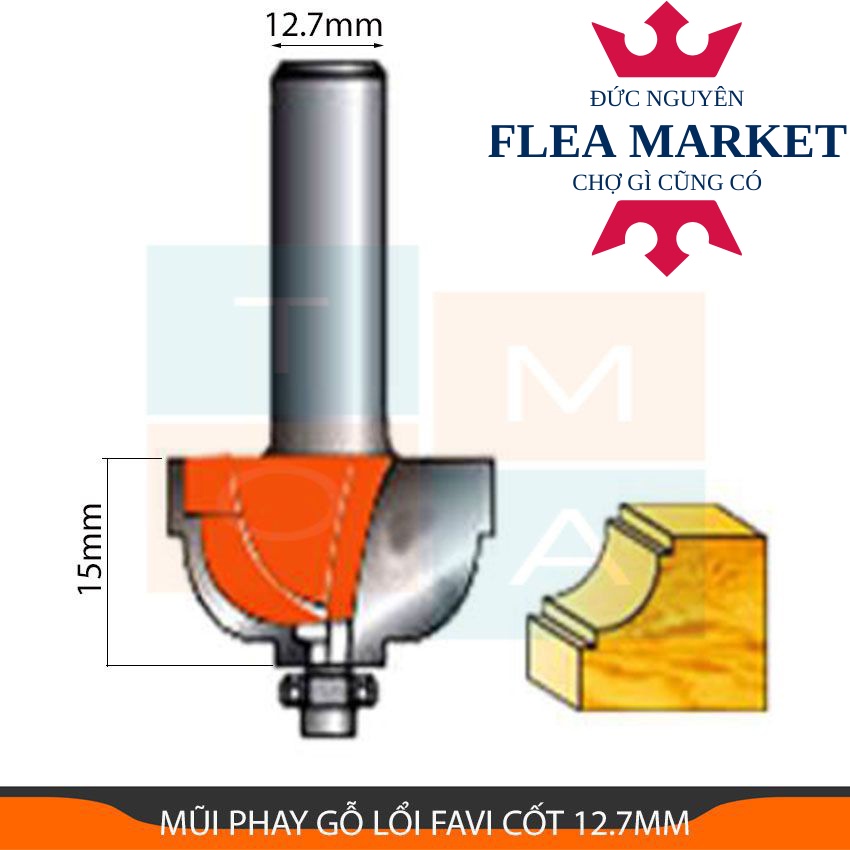 MŨI PHAY GỖ FAVI MŨI LỒI - MŨI SOI GỖ CAO CẤP CỐT 12.7MM