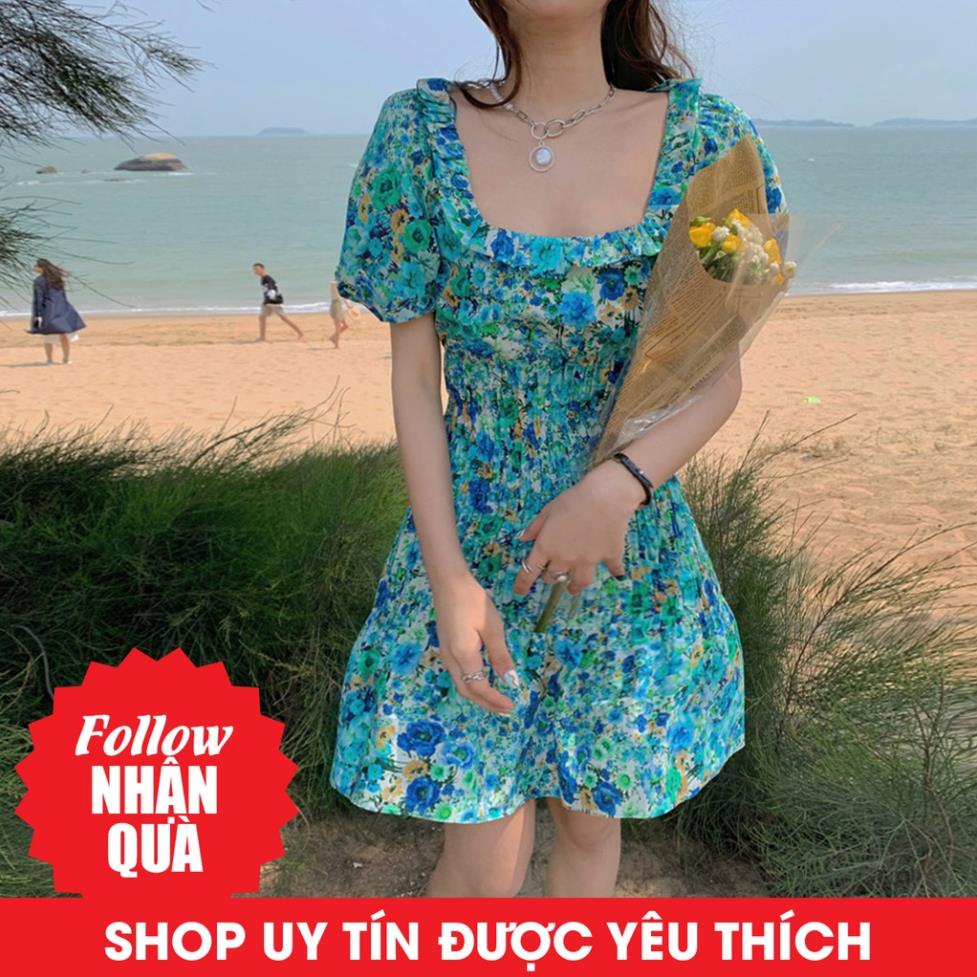 Zara Morocco full tag - Đầm Zara hoa xanh xinh mát DH12TBG48N10 New
