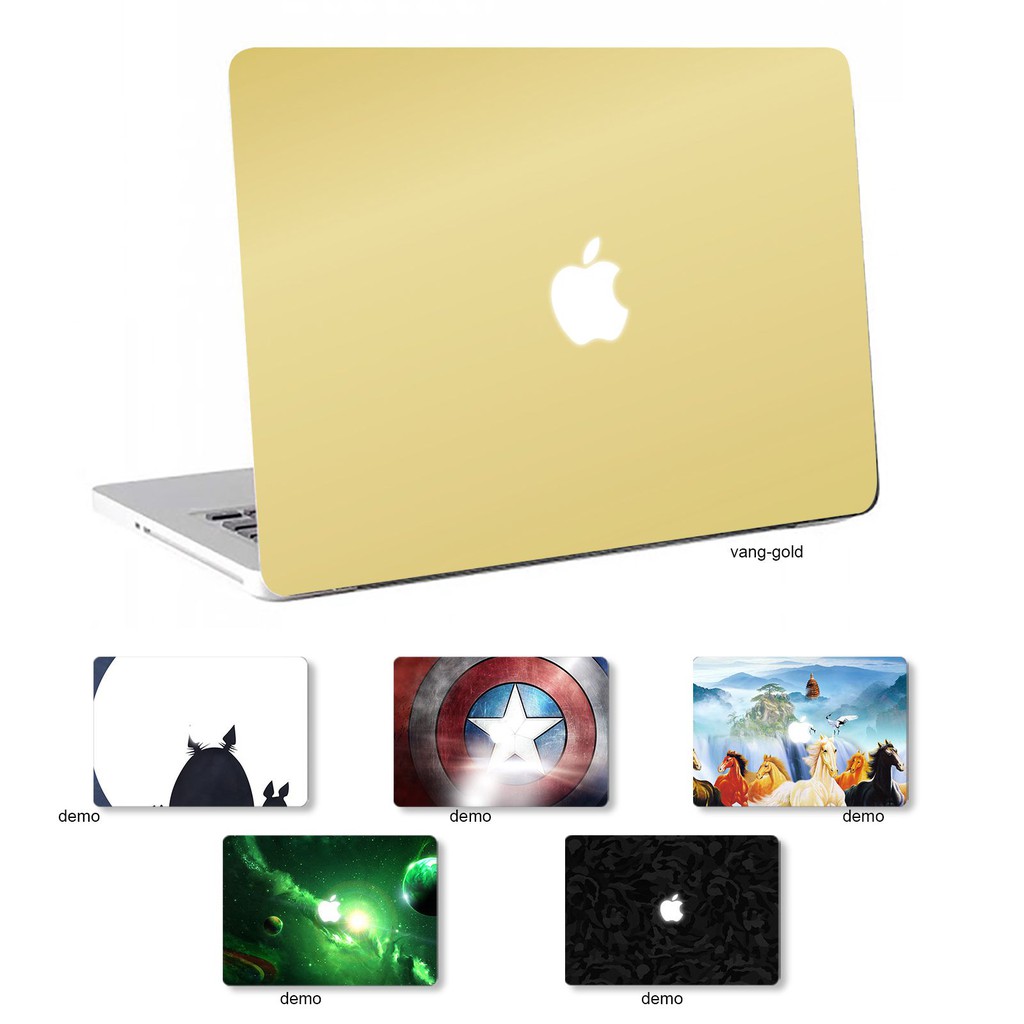 Skin dán Macbook Pro màu Aluminum Chrome vàng gold (chọn mẫu và mã máy trong phân loại)