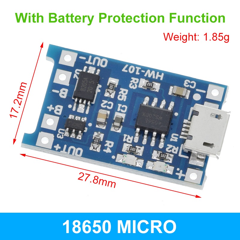 Bảng Mạch Micro USB 5V 1A 18650 TP4056 1A Chất Lượng Cao