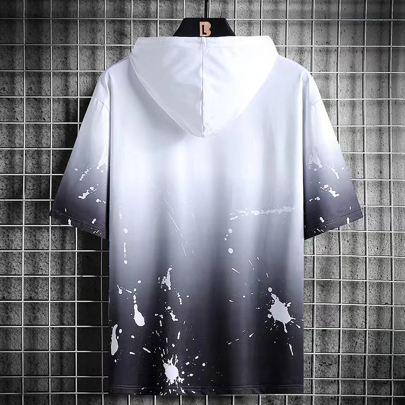 Áo hoodie tay ngắn in họa tiết mực loang thời trang mùa hè cho nam size m-5xl