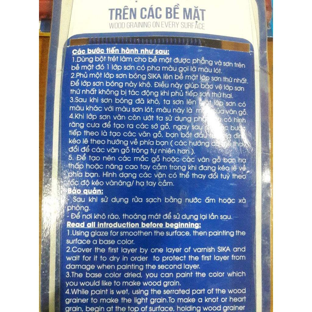 Dụng cụ tạo vân gỗ Thanh Bình/ cọ tạo vân gỗ cao cấp (com bo gồm 1 tạo vân + 1 cọ) chính hãng tặng 1 lăn sơn VM