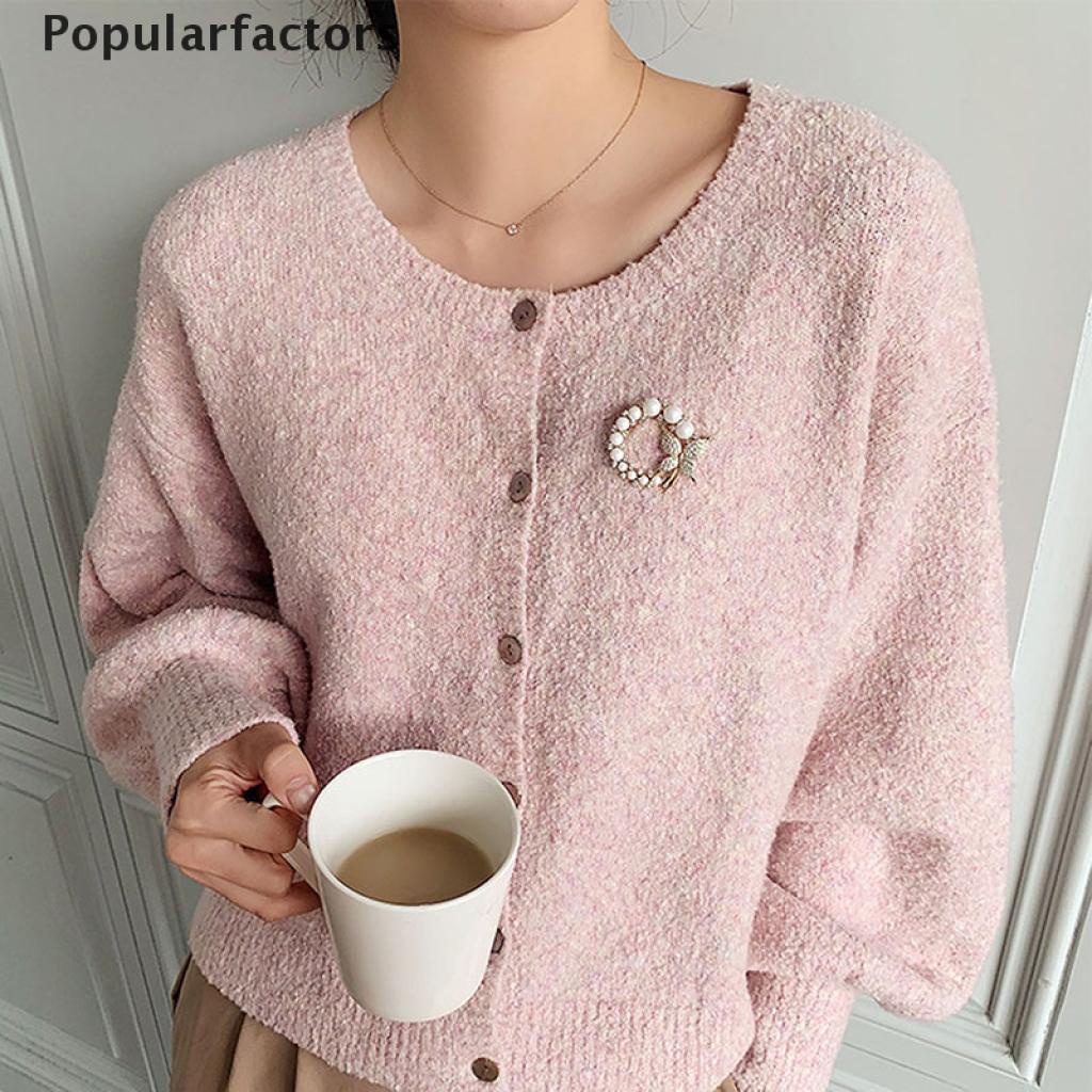 Ghim cài áo hình hoa bướm đính đá ngọc trai thời trang