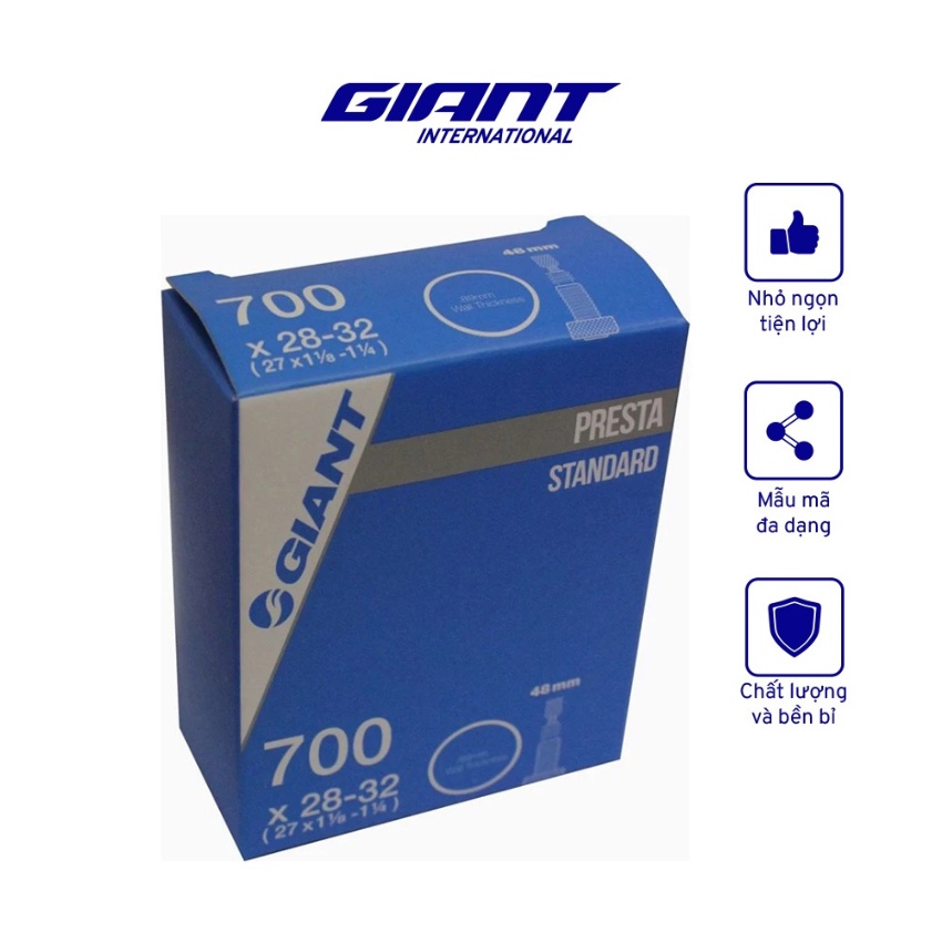 [FREESHIP] Ruột Xe Đạp GIANT 700×28-32 PV 48mm Threaded Innertube And Valve