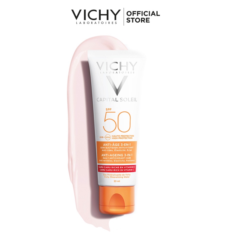 [Mã COSVIBD10 giảm 10% đơn 600K] Kem chống nắng bảo vệ, giảm lão hóa Vichy Capital Soleil 3in1 Anti-Aging SPF50 50ml