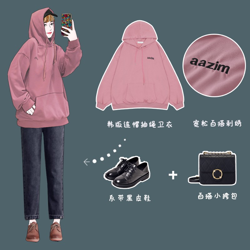 ÁO HOODIE UNISEX TAY DÀI THU ĐÔNG CÓ MŨ TRÙM ĐẦU PHONG CÁCH HÀN QUỐC