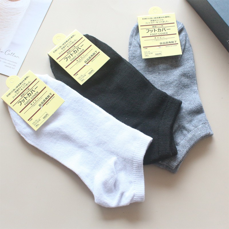 Tất vớ nam nữ cổ ngắn trơn basic cute dễ thương cotton dày đẹp Chichi T11