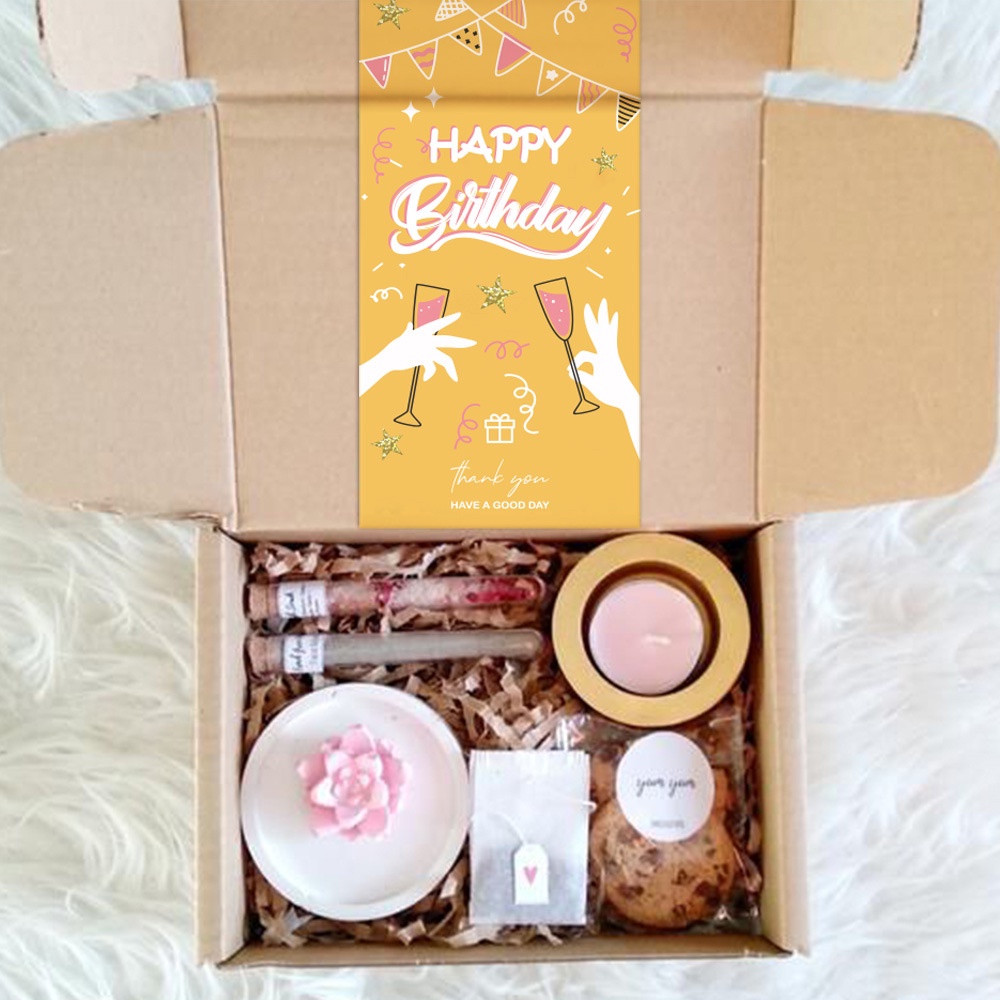 Set 50 Nhãn Dán Trang Trí Túi Bánh Sinh Nhật In Chữ Happy Birthday