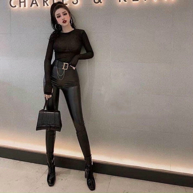 Đai váy da dây xích bản vừa 5cm có xích, Đai hót trend