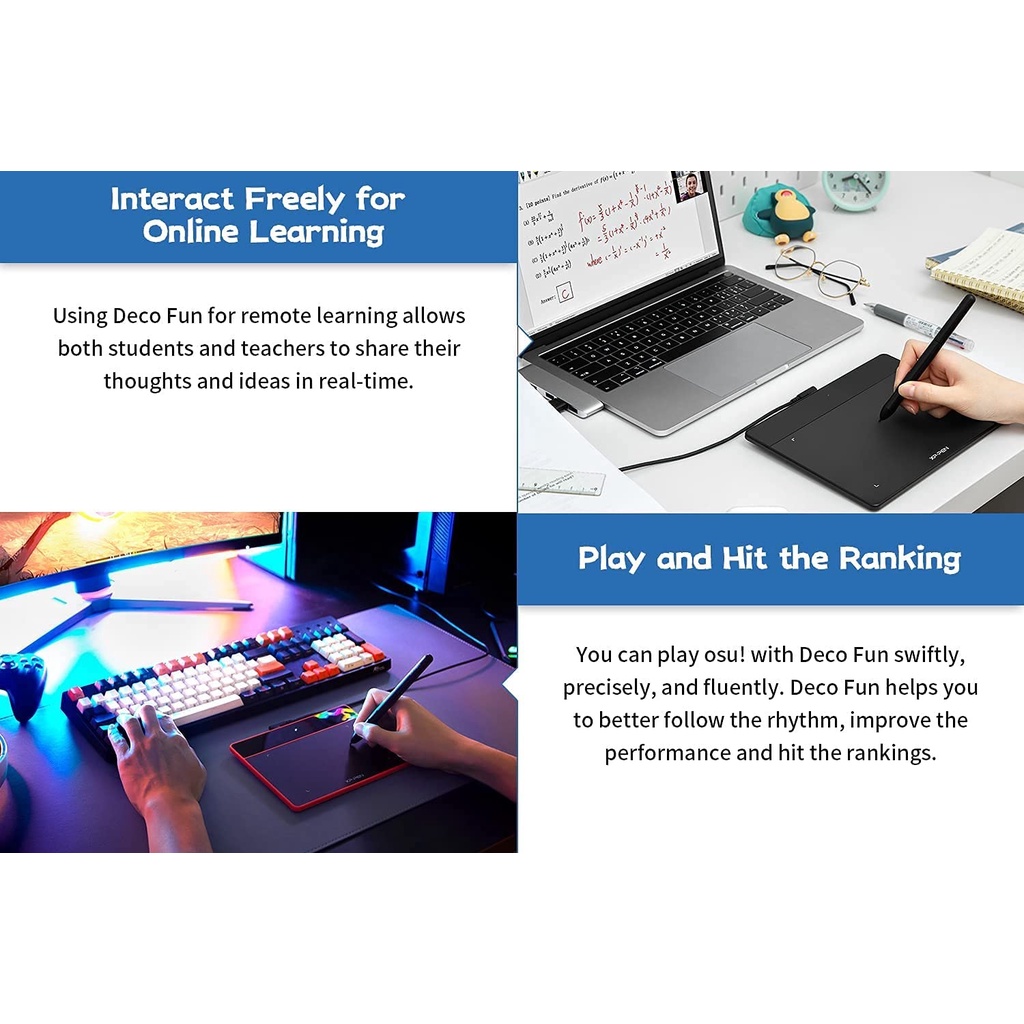 Bảng vẽ máy tính XP-Pen Deco Fun L - Bảng vẽ đồ họa XP Pen Deco Fun L kèm bút vẽ không cần pin và 10 ngòi dự phòng