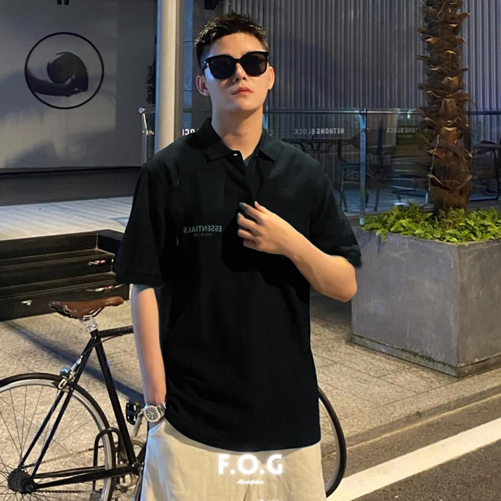 Áo polo nam ESSENTIALS ngắn tay cổ bẻ in hoạ tiết co dãn thoáng mát siêu hót mùa hè