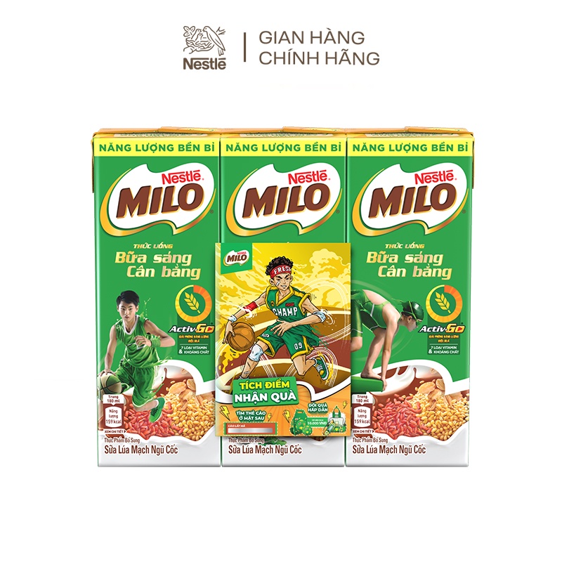 [Phiên bản Tích Điểm Đổi Quà] Thùng 36 hộp sữa lúa mạch Nestlé® MILO® Bữa Sáng (36x180ml) | BigBuy360 - bigbuy360.vn