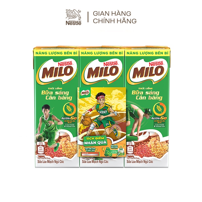 Thùng 36 hộp sữa lúa mạch Nestlé® MILO® Bữa Sáng (36x180ml)