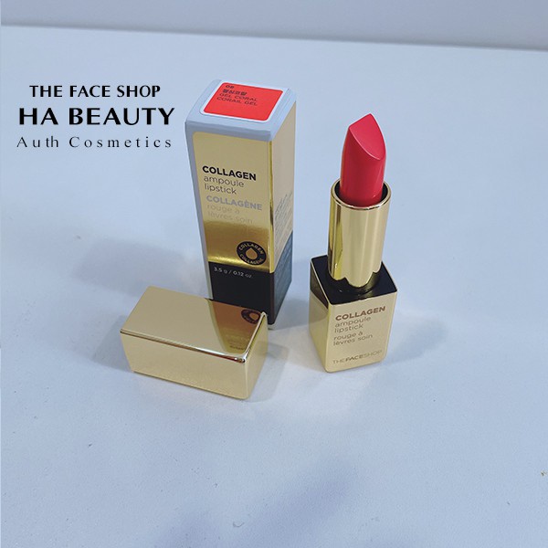 Son thỏi dưỡng môi có nhiều màu căng mọng quyến rũ tự nhiên The Face Shop Collagen Ampoule Lipstick 3.5g