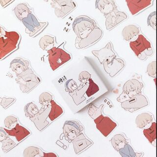 Hộp 45 sticker truyện tranh hình dán Couple Anime ❤