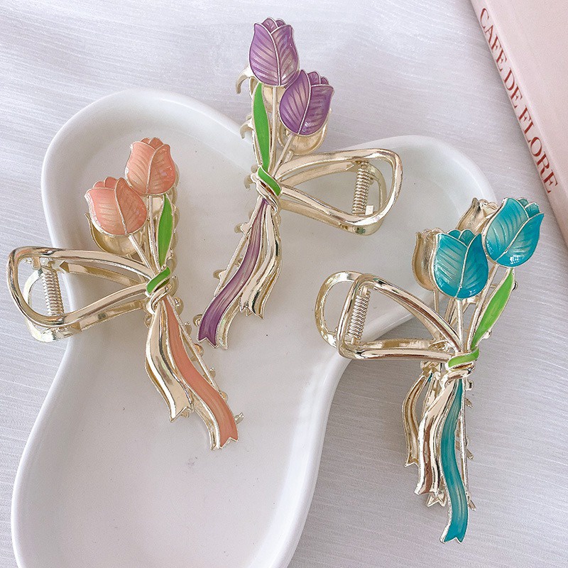 Kẹp Tóc Hoa Tulip Lớn Thời Trang Mùa Thu Mới Cho Nữ