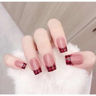 Bộ 24 Móng Tay Giả Thời Trang Màu Đỏ Cho Nữ Tặng Keo, Dũa MS18
