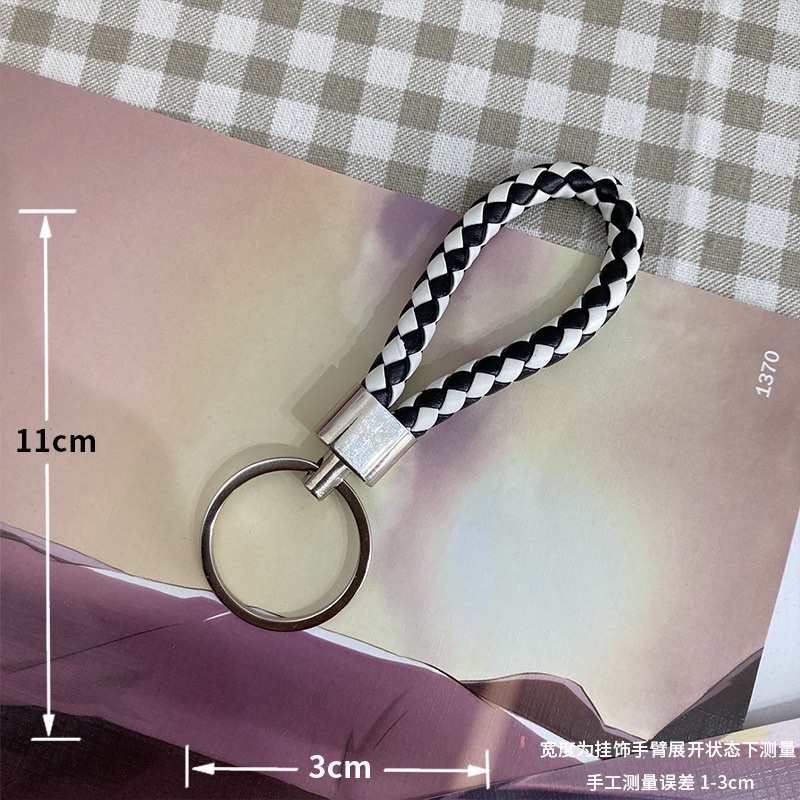 Móc khóa gấu Popobe Trắng đen (Kèm dây da) phụ kiện xinh cho túi xách balo