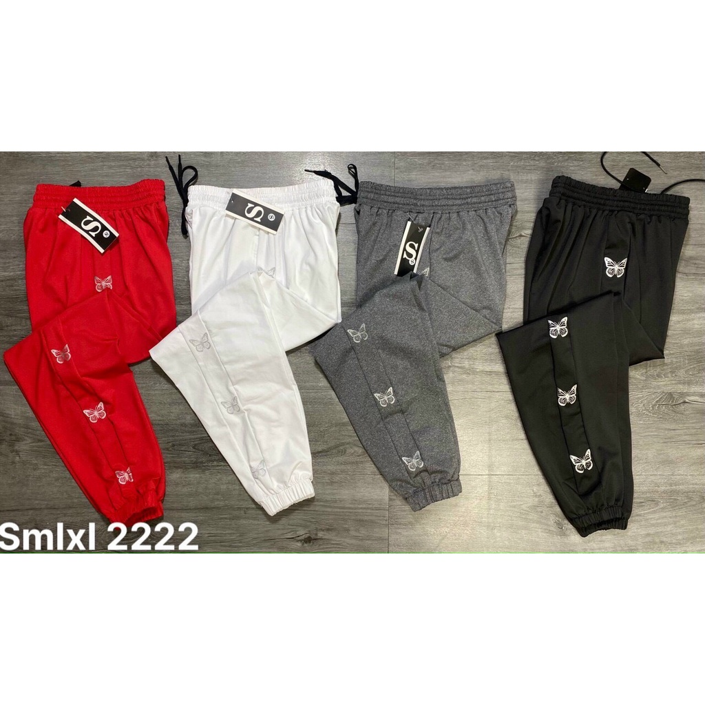 Quần Jogger Nữ In Viền Cánh Bướm Phong Cách Thể Thao