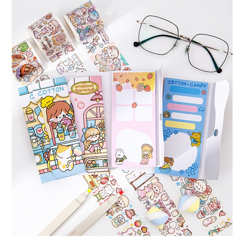 Sổ Tay Ghi Chú Từ Tính Họa Tiết Trái Tim Cô Gái Dễ Thương