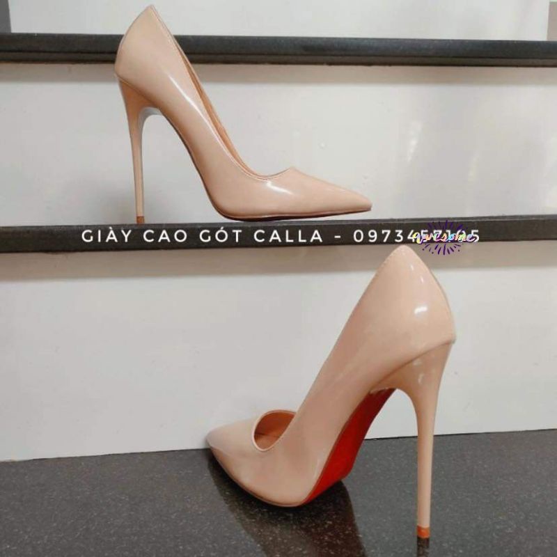 Giày cao gót CALLA đế đỏ nude bóng 11_12p