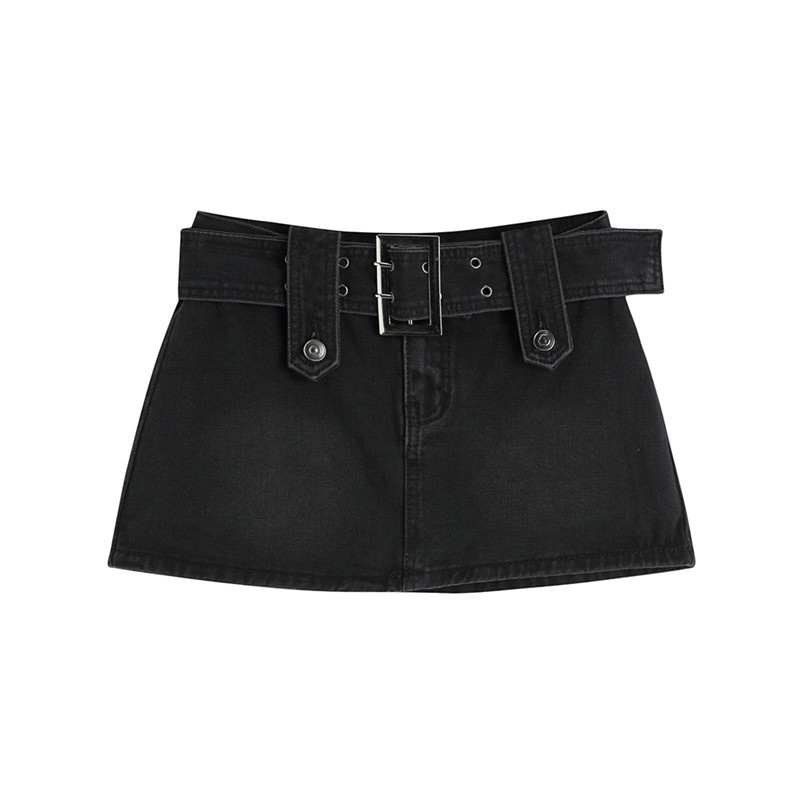 Chân váy kiêm quần short chất liệu jean dáng chữ A lưng thấp thời trang