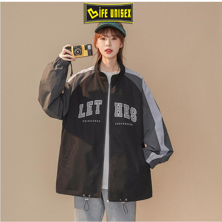 Áo Khoác Dù Bomber LETHES Nam Nữ Form Rộng 2 Lớp, Áo Khoác Ulzzang Unisex Bóng Chày Thời Trang - LIFE UNISEX