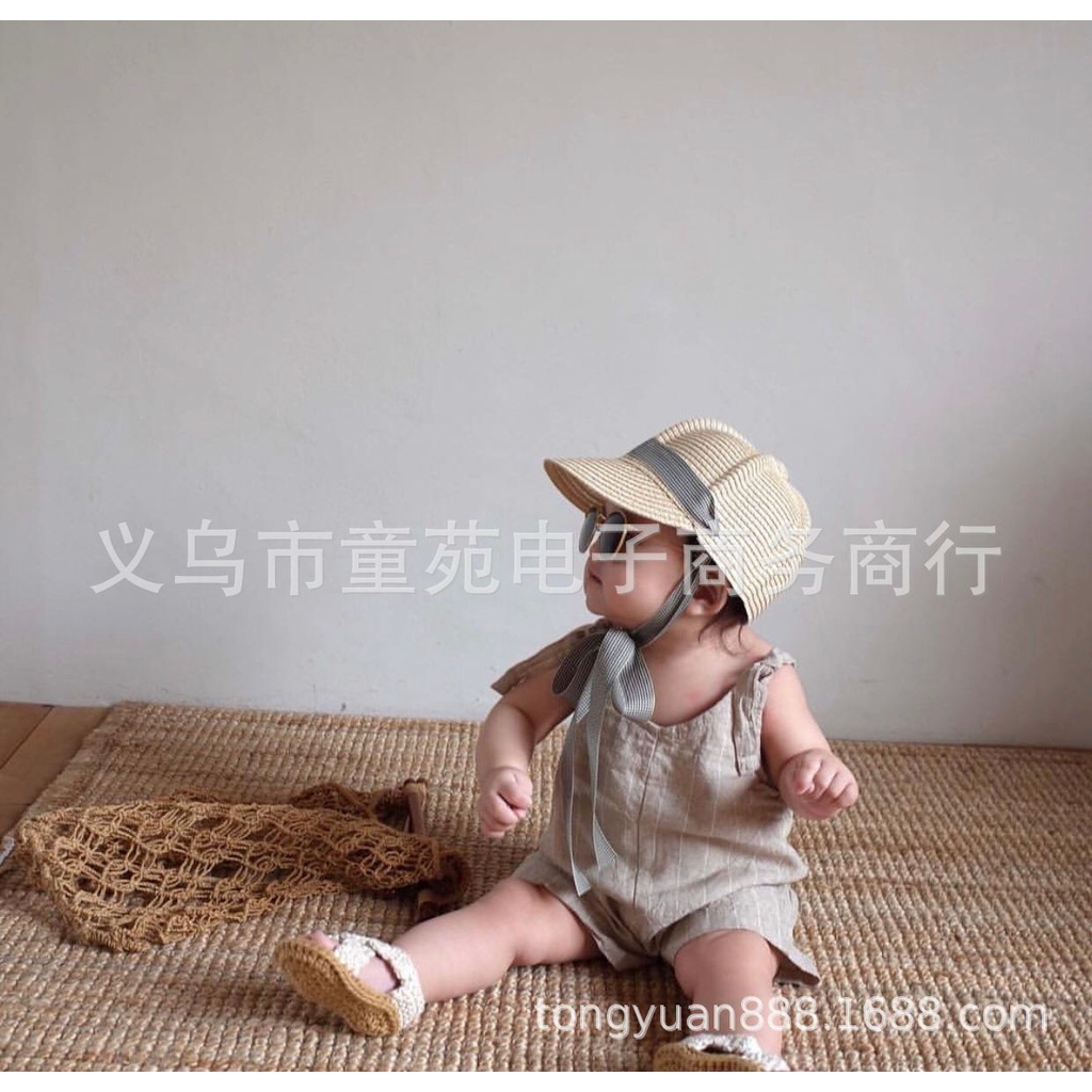 Mũ cói cho bé gái thời trang Nhật Bản buộc dây tiểu thư