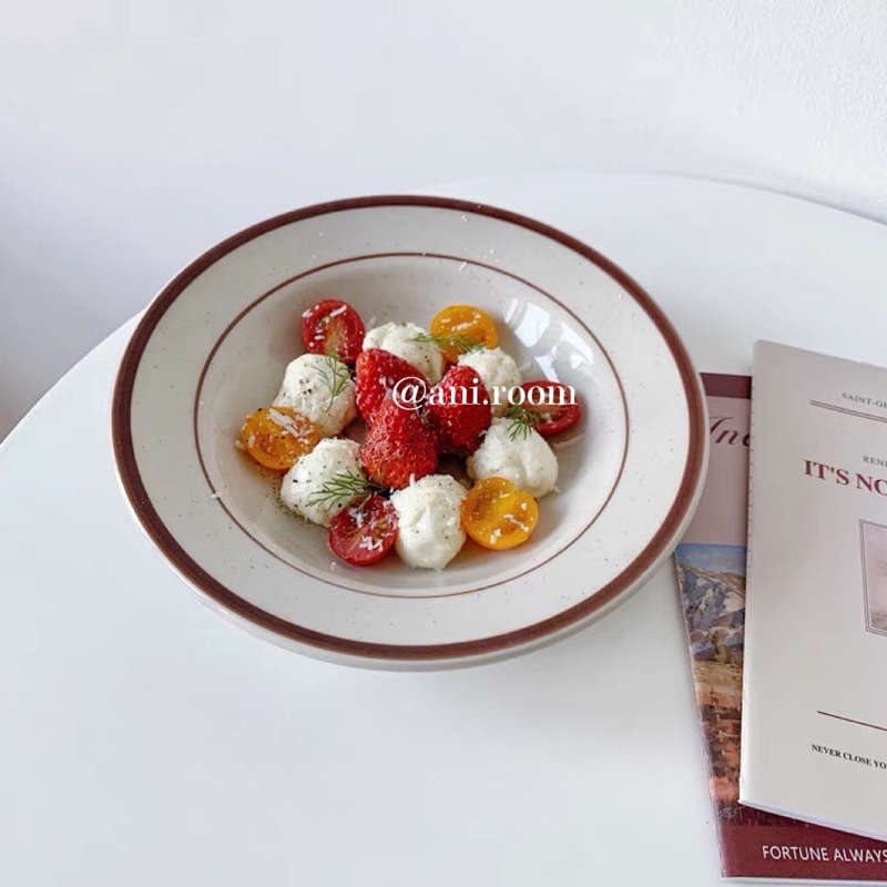 Tô/ đĩa viền nâu phong cách Hàn Quốc