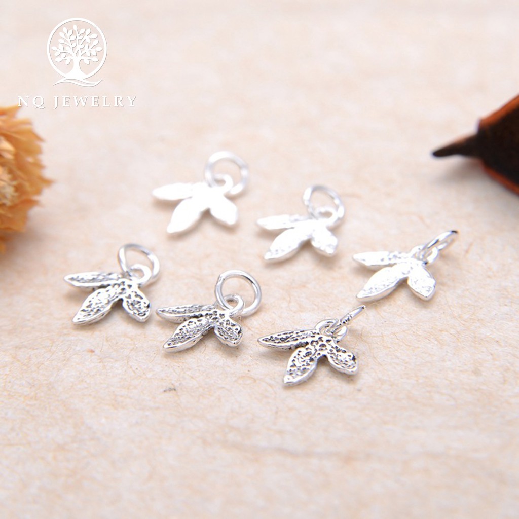 Charm bạc hình lá 3 cánh treo - NQ Jewelry
