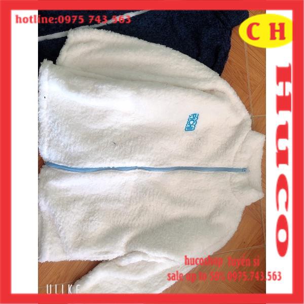 Áo khoác lông dài tay mềm chipi chữ thêu cổ trụ hai màu basic áo nỉ sweater nữ thu đông ulzzang freesize