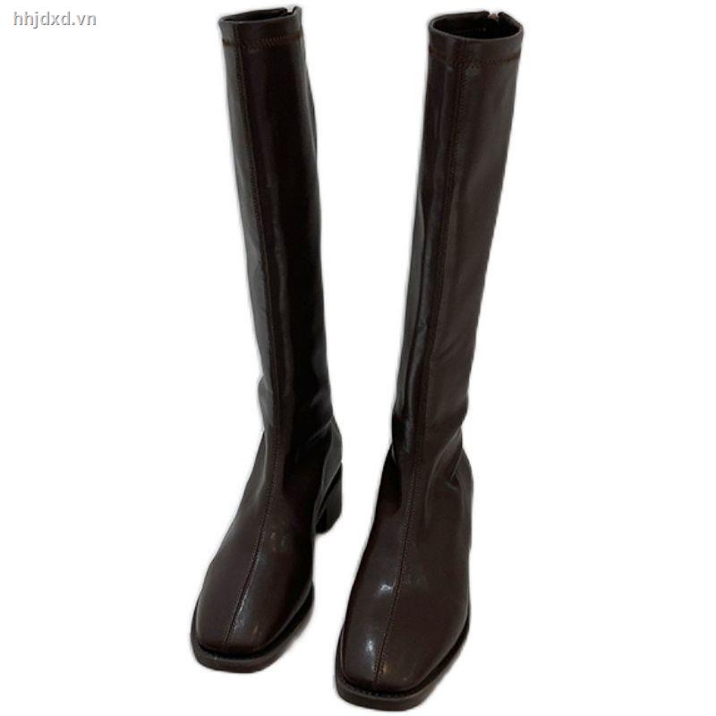 Giày bốt ống lửng mỏng cao đến gối thời trang mùa thu thiết kế mới 2021 dành cho bạn nữ