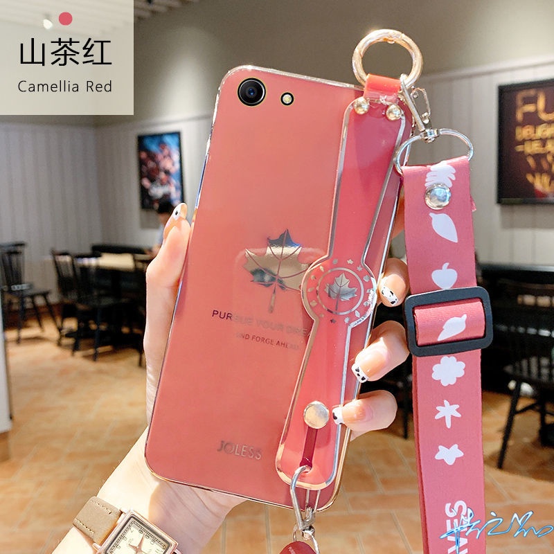 Ốp Điện Thoại Họa Tiết Lá Phong Có Vòng Tay Cho Vivo Y21T Y33S Y15S Y21 V11 Pro V11i V20 V21 V15 S1 Y21S Y15A Y83 Y81 Y81i Y19