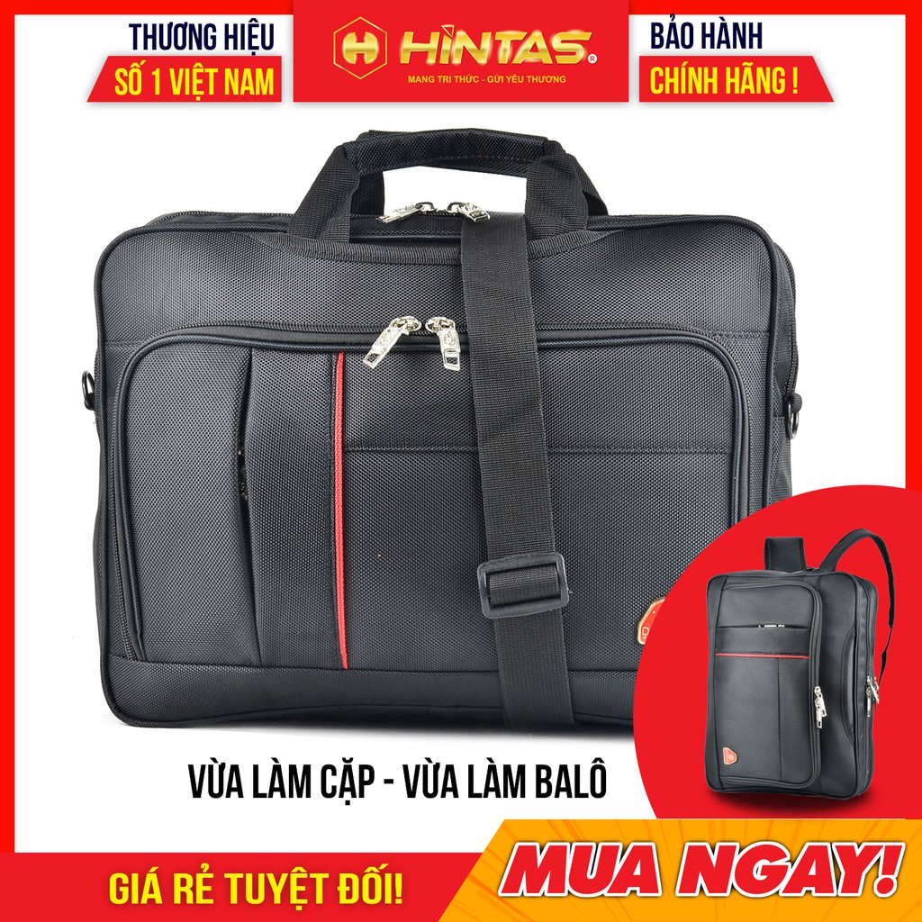 Cặp Đa Năng HINTAS (CĐN 207) Loại Lớn Đi Học Đi Làm nam nữ Cao Cấp Giá Rẻ - Ngăn đựng Laptop 15.6''- 3 In 1